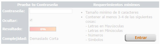 test contraseña